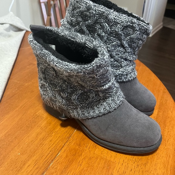 Muk Luks Charcoal Knit Ankle Boots - Picture 1 of 4